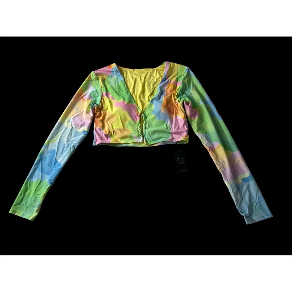 Relleciga Women's Swimsuit Cropped Top Size M Long Sleeve Tie Dye